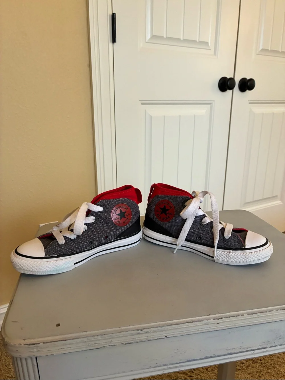 Converse Kids' Gray & Red High-Top Sneakers